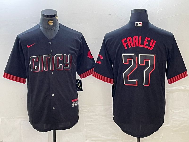 Men Cincinnati Reds #27 Fraley Black City Edition Nike 2024 MLB Jersey style 1->->MLB Jersey